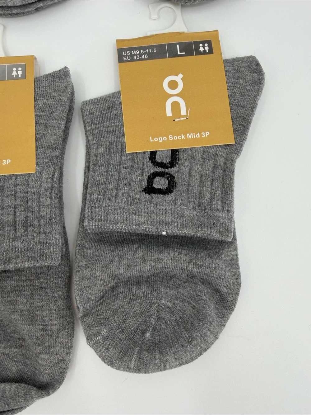 On Running Performance Gray Logo Mid-Crew Socks - 5 Pairs